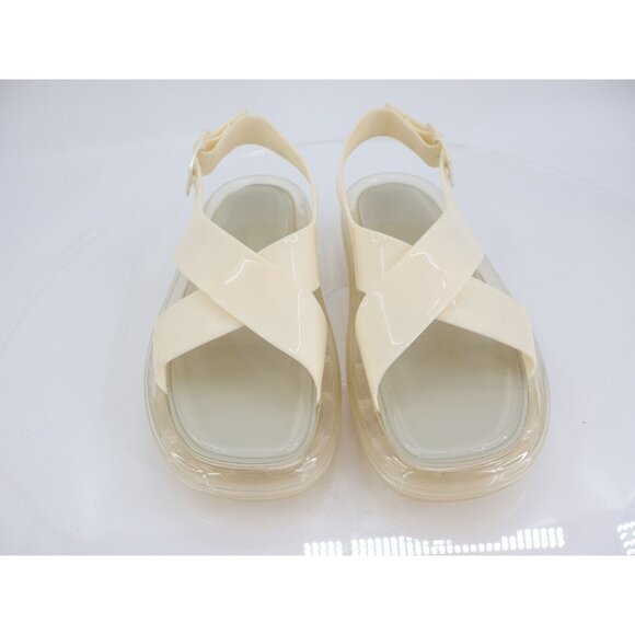 Tory Burch Crisscross Strap Bubble Jelly Sandal Size 9 B Ivory Slingback Flats - Picture 4 of 13
